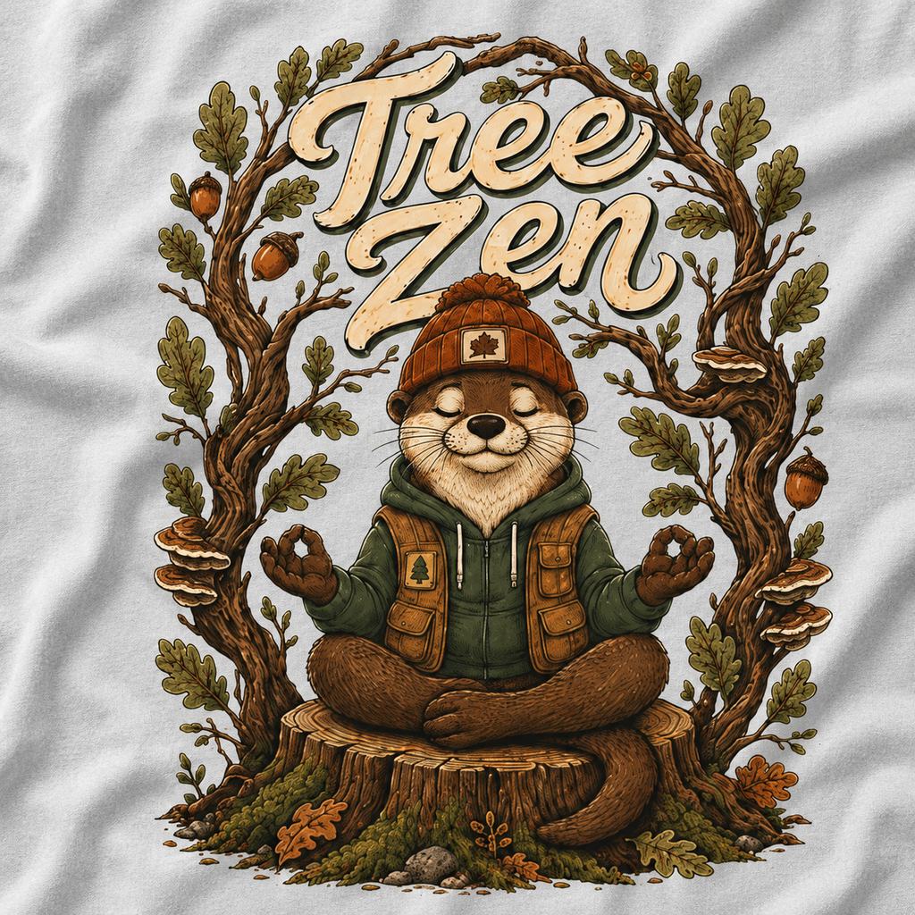 Tree Zen Version 1 Framed in Oak Branches and Leaves T‑Shirt