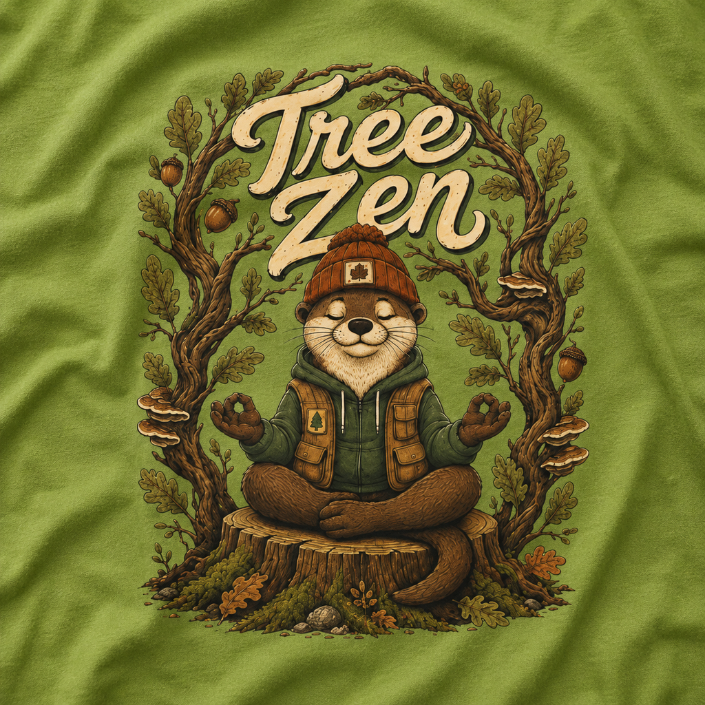 Tree Zen Version 1 Framed in Oak Branches and Leaves T‑Shirt