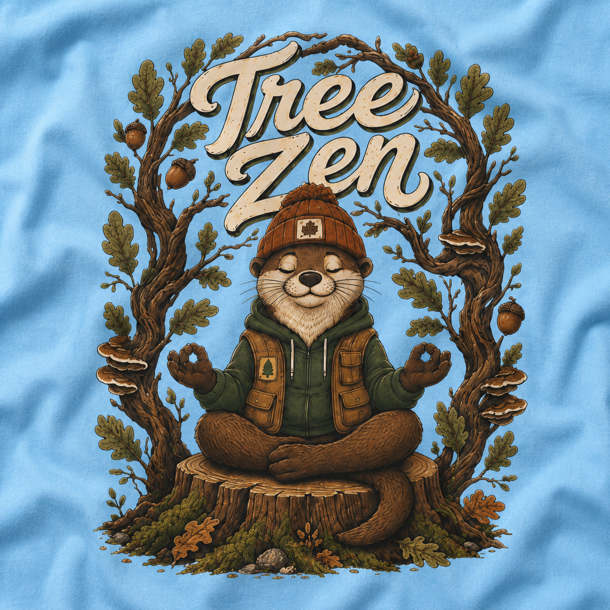Tree Zen Version 1 Framed in Oak Branches and Leaves T‑Shirt