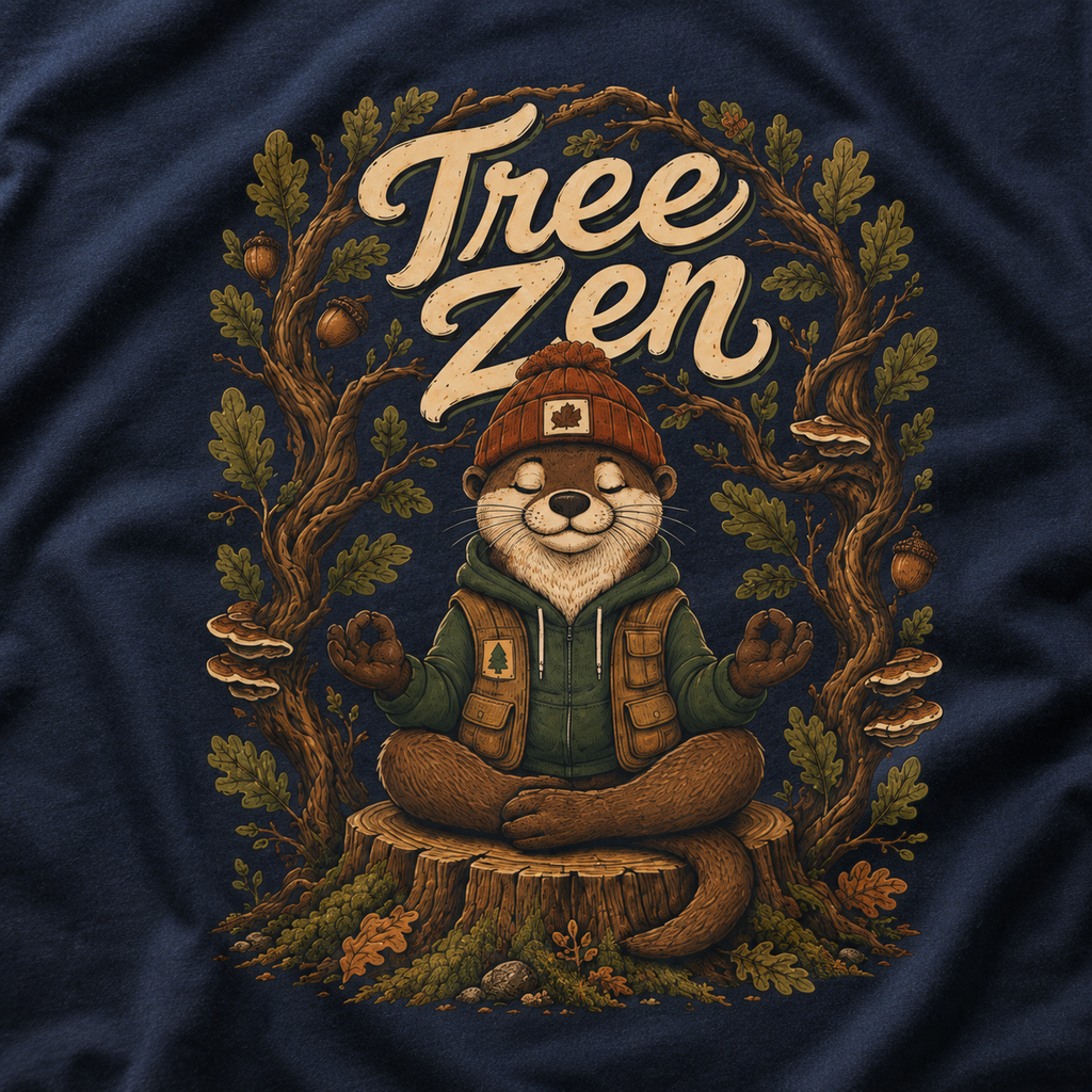 Tree Zen Version 1 Framed in Oak Branches and Leaves T‑Shirt