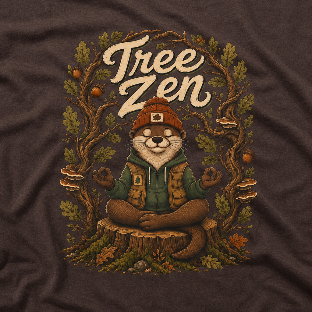 Tree Zen Version 1 Framed in Oak Branches and Leaves T‑Shirt