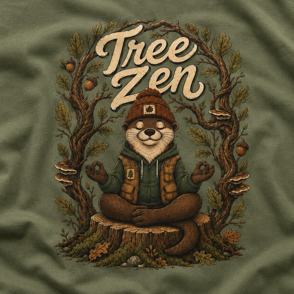 Tree Zen Version 1 Framed in Oak Branches and Leaves T‑Shirt