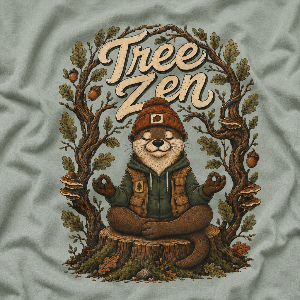 Tree Zen Version 1 Framed in Oak Branches and Leaves T‑Shirt