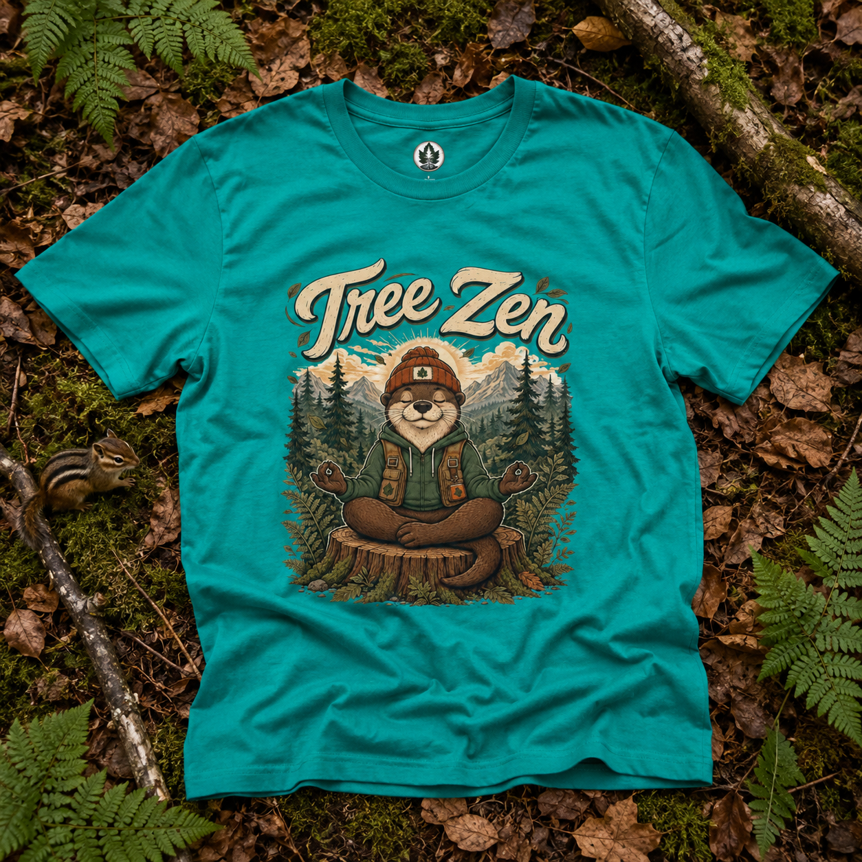 Tree Zen Version 3 with Forest and Mountains in background T‑Shirt
