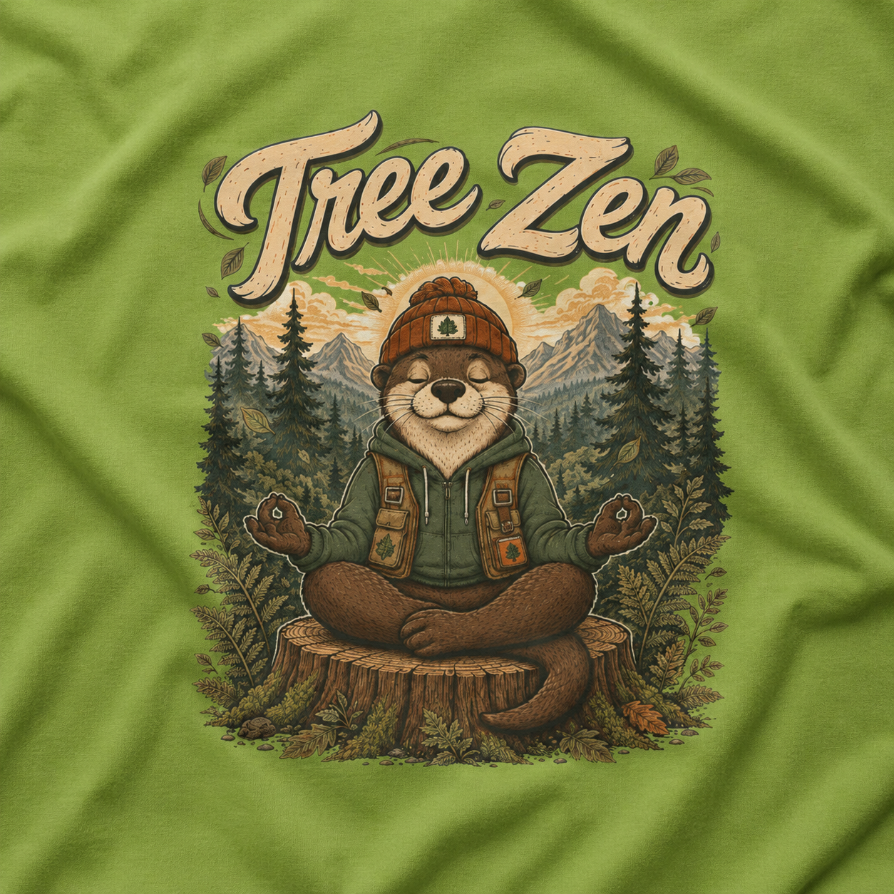 Tree Zen Version 3 with Forest and Mountains in background T‑Shirt
