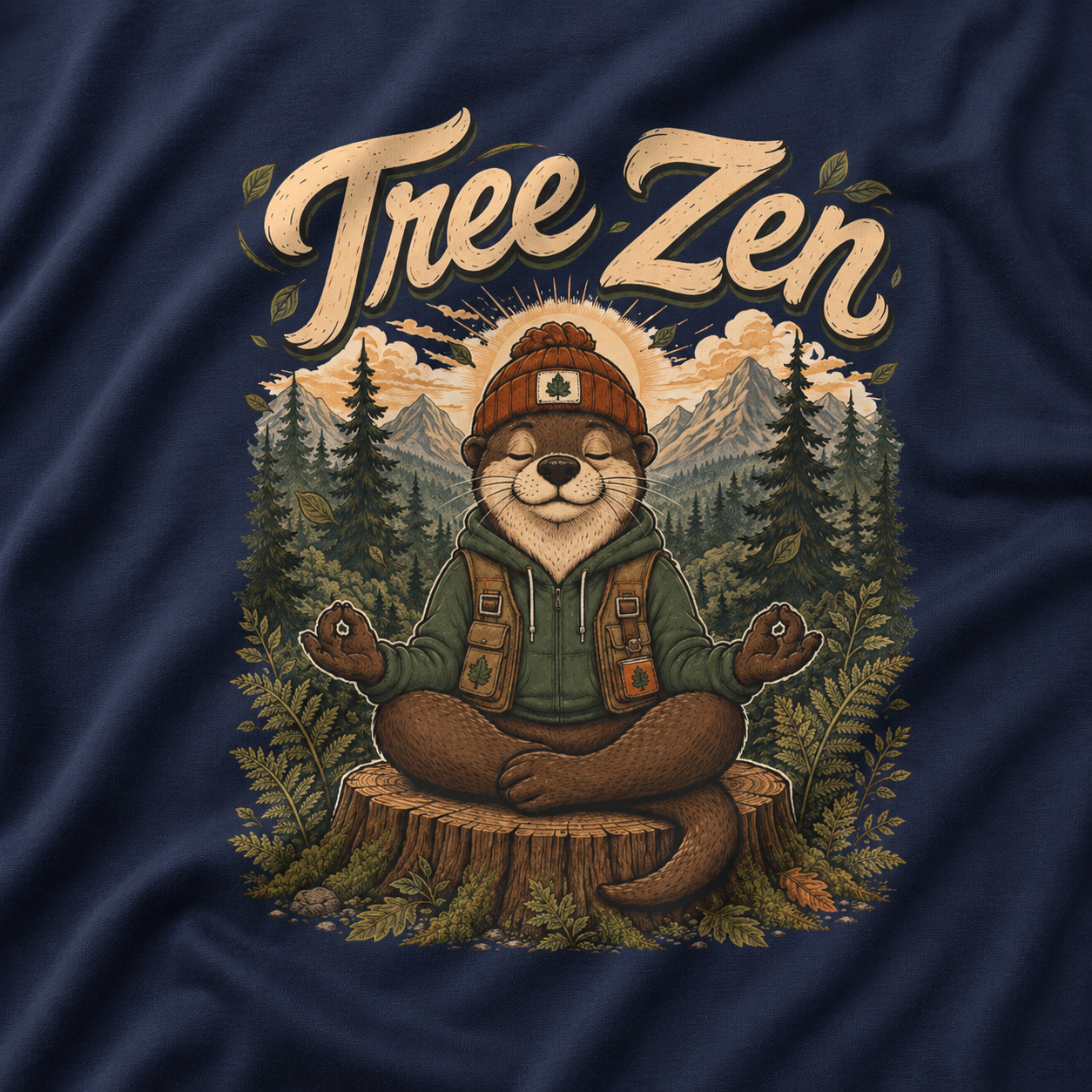 Tree Zen Version 3 with Forest and Mountains in background T‑Shirt