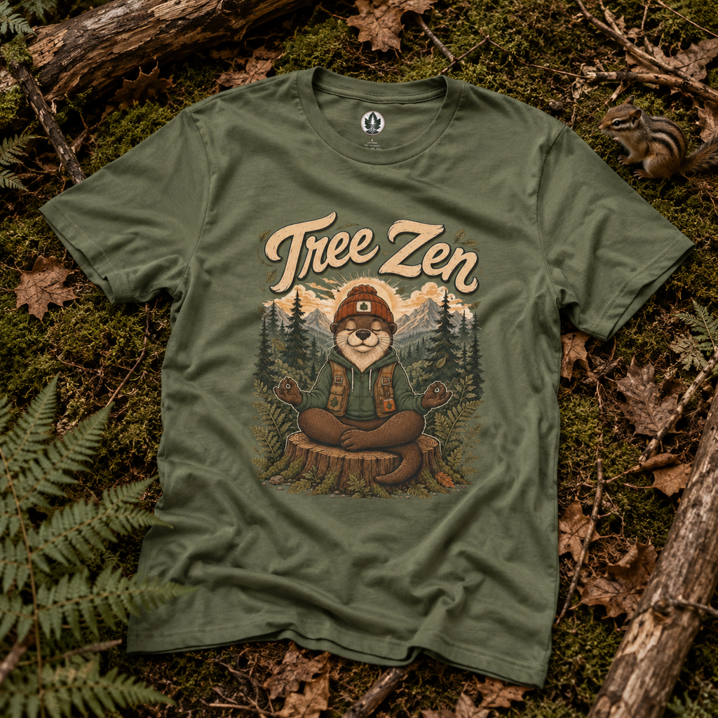 Tree Zen Version 3 with Forest and Mountains in background T‑Shirt