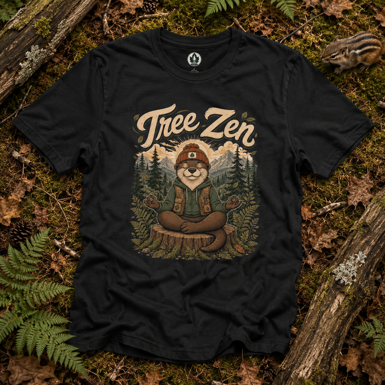 Tree Zen Version 3 with Forest and Mountains in background T‑Shirt