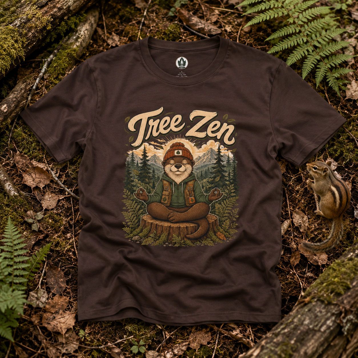 Tree Zen Version 3 with Forest and Mountains in background T‑Shirt