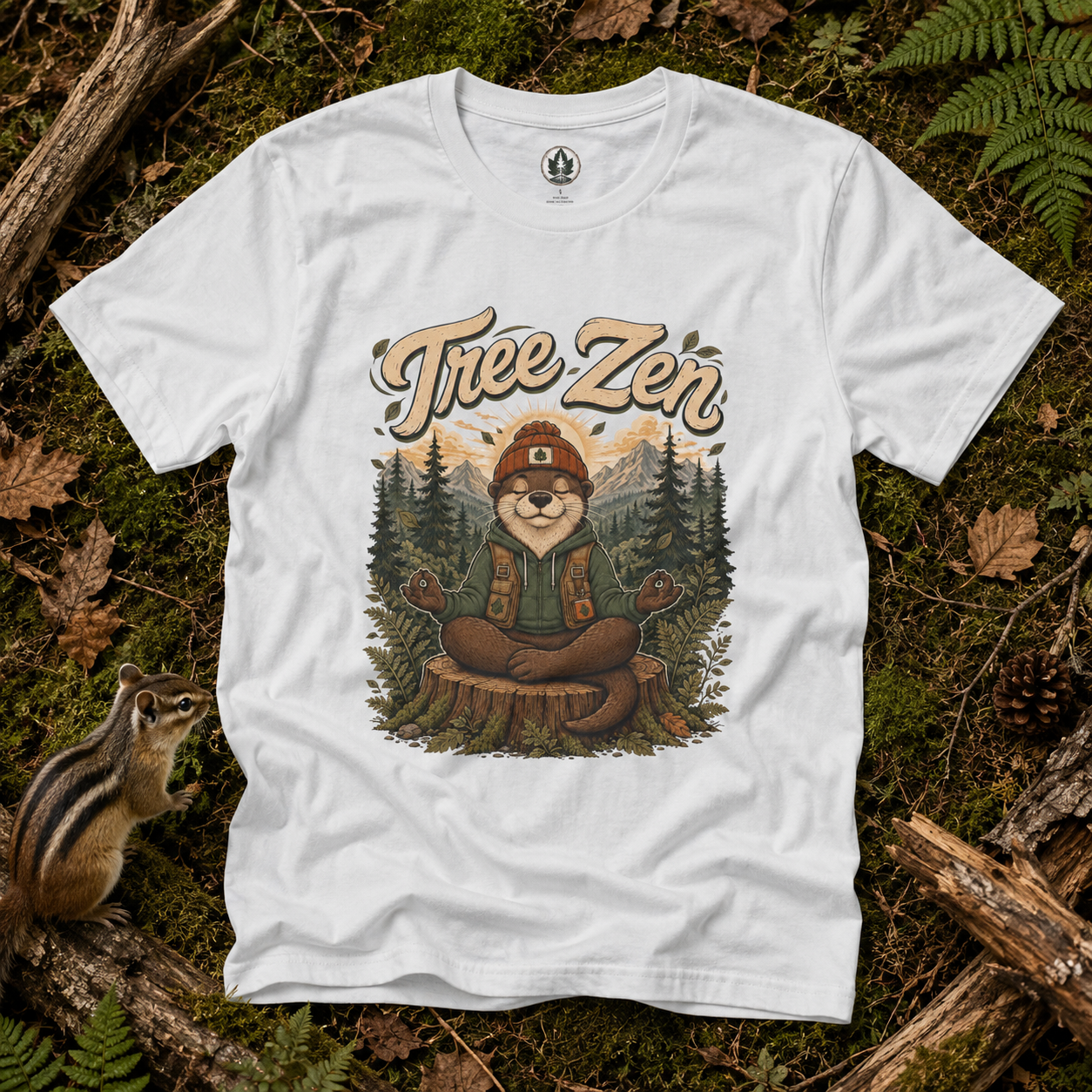 Tree Zen Version 3 with Forest and Mountains in background T‑Shirt