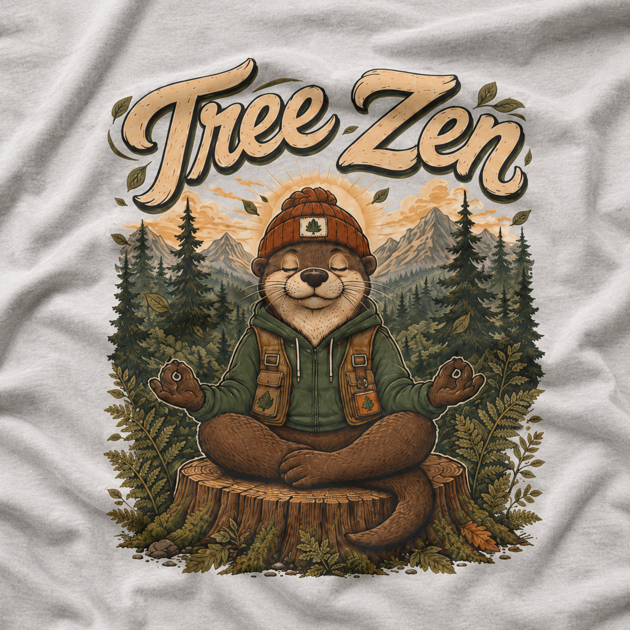Tree Zen Version 3 with Forest and Mountains in background T‑Shirt