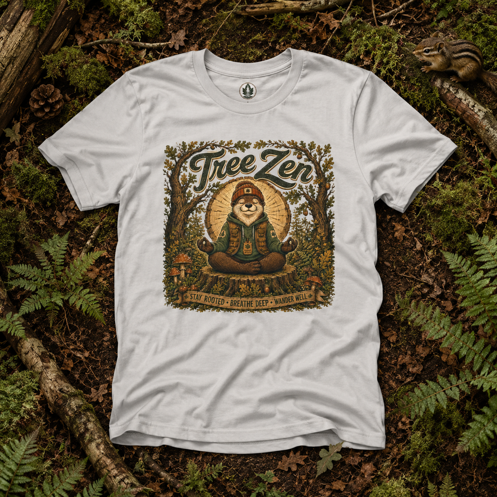 Tree Zen Version 2 Tree Rings and Oak Leaves background T‑Shirt
