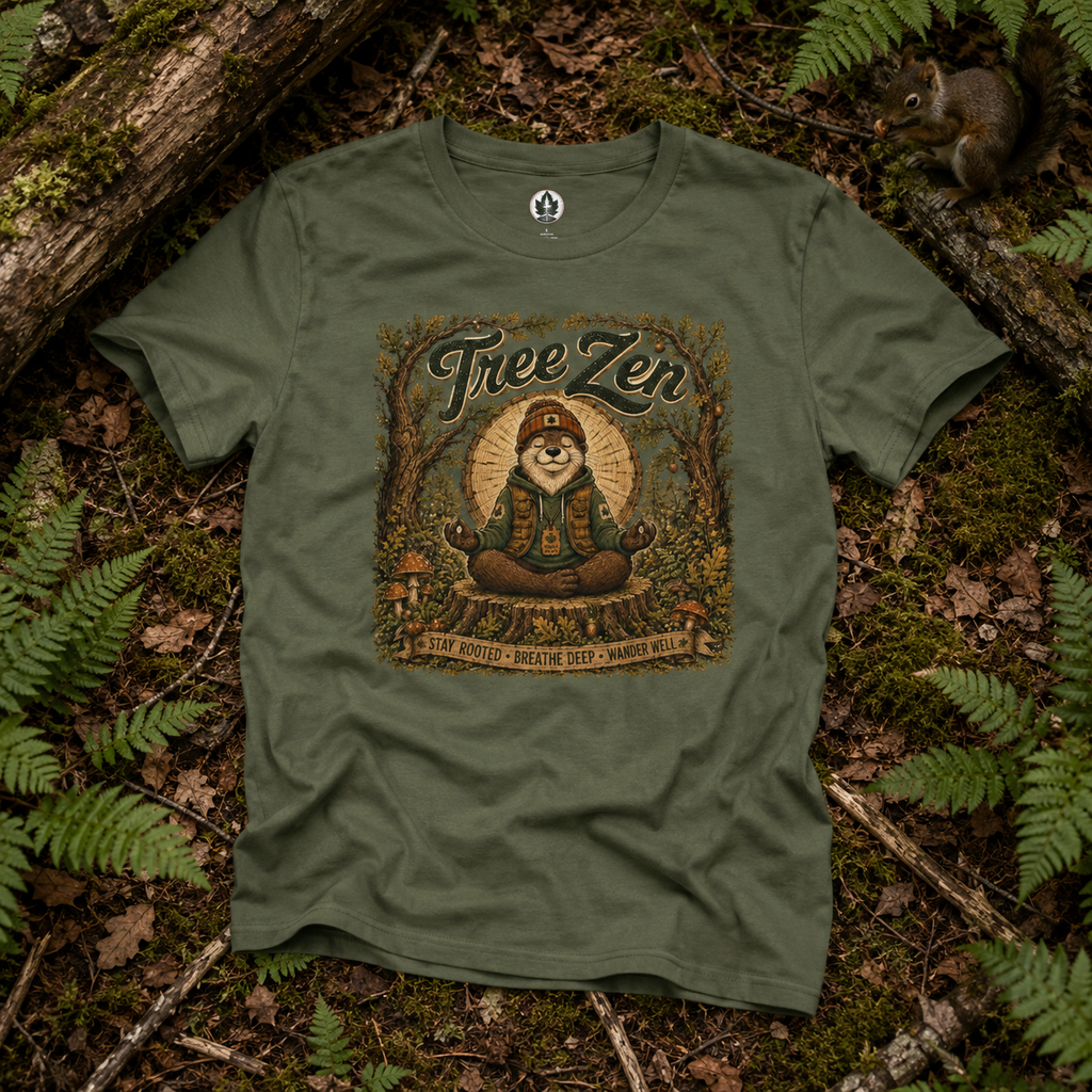 Tree Zen Version 2 Tree Rings and Oak Leaves background T‑Shirt