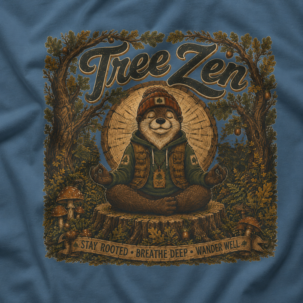 Tree Zen Version 2 Tree Rings and Oak Leaves background T‑Shirt