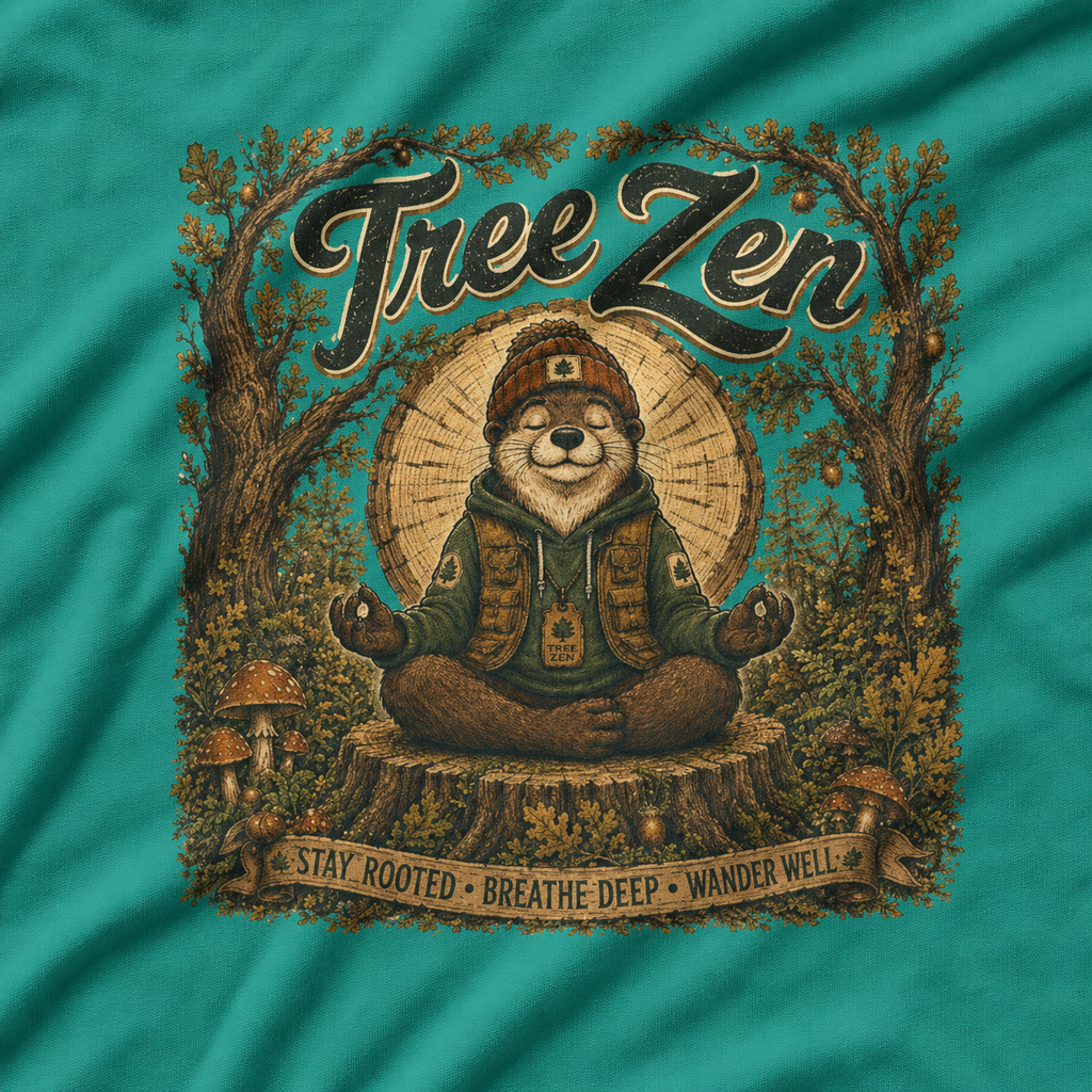 Tree Zen Version 2 Tree Rings and Oak Leaves background T‑Shirt