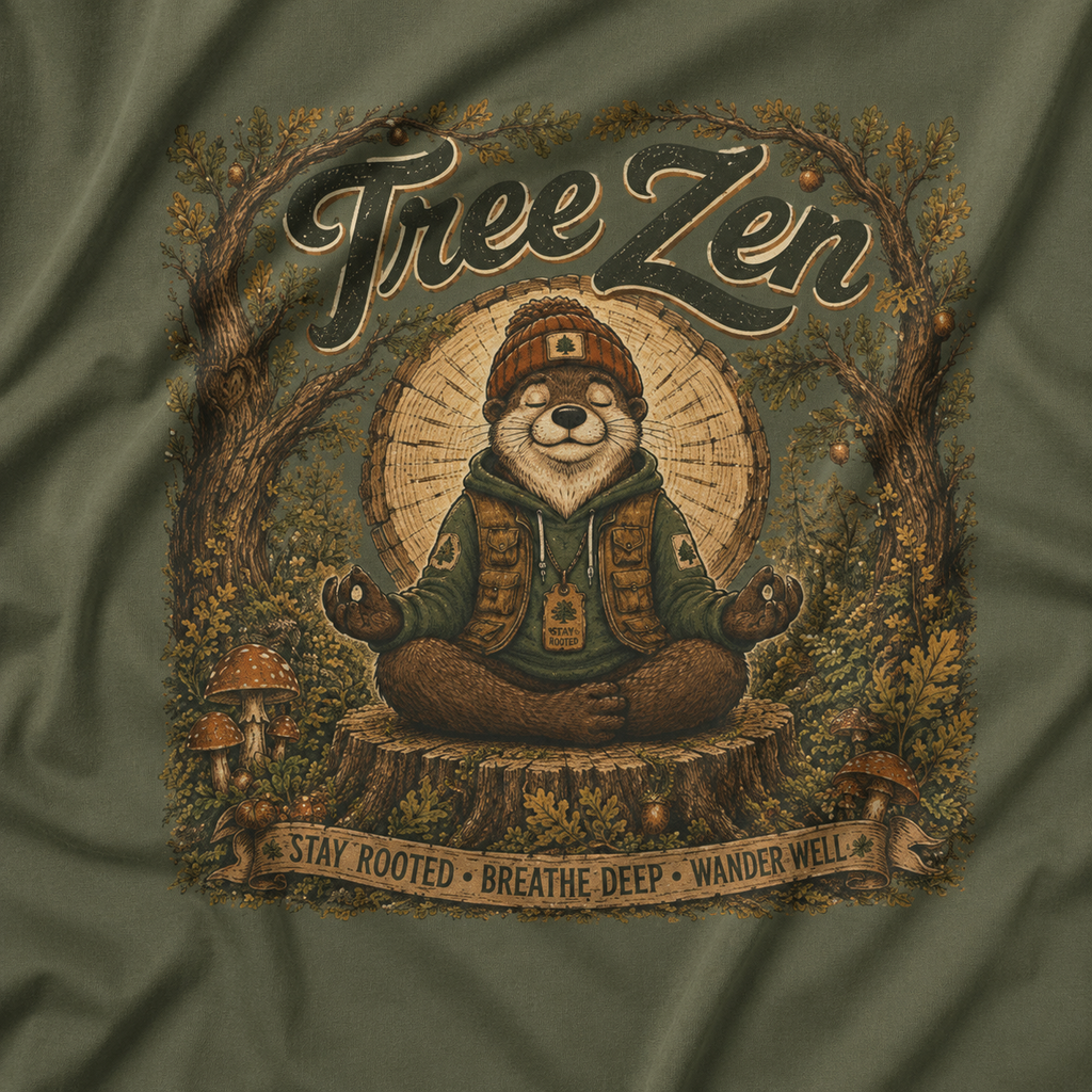 Tree Zen Version 2 Tree Rings and Oak Leaves background T‑Shirt