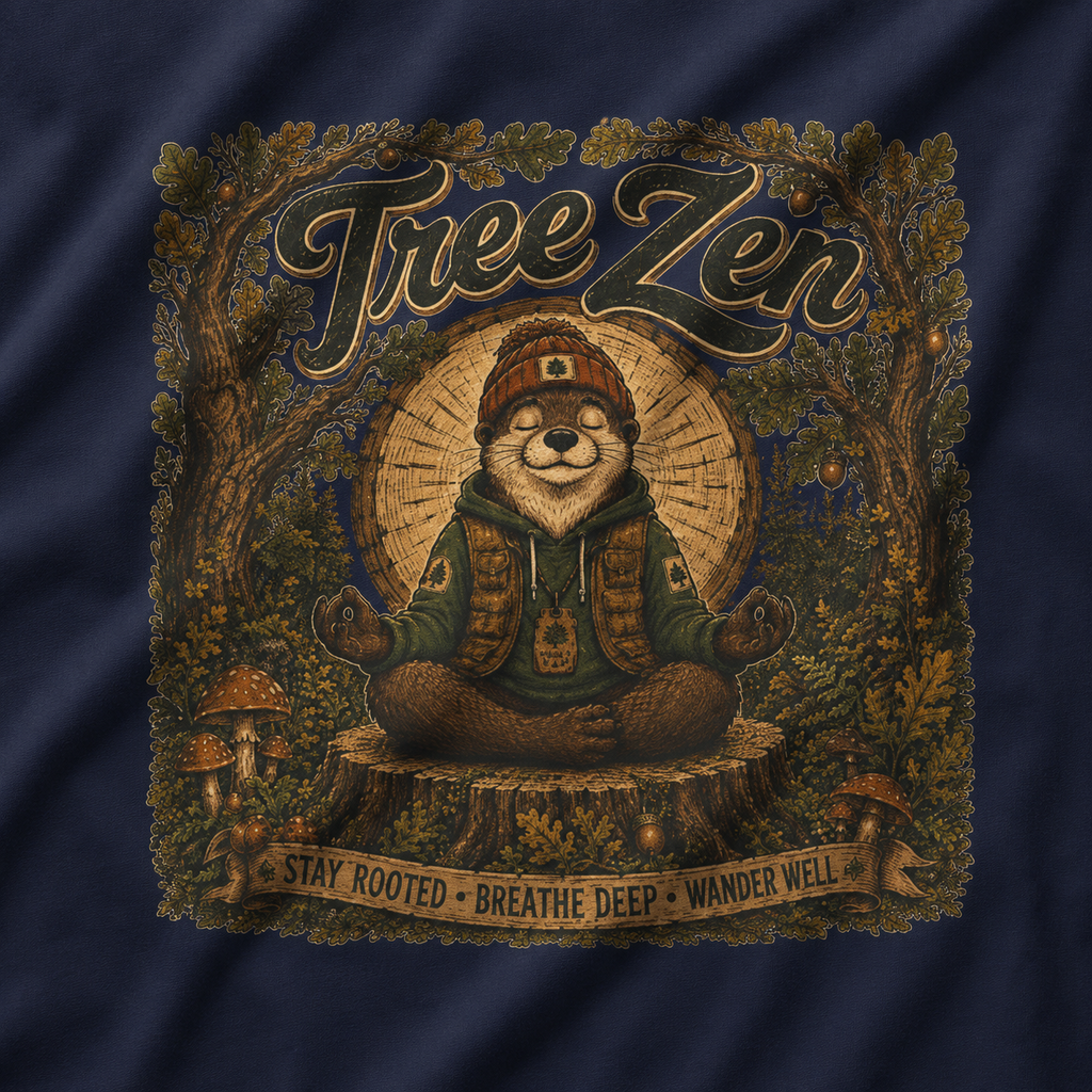 Tree Zen Version 2 Tree Rings and Oak Leaves background T‑Shirt