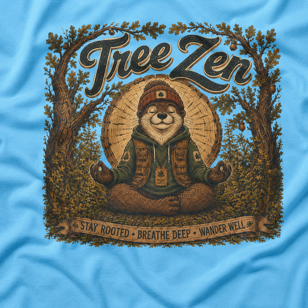 Tree Zen Version 2 Tree Rings and Oak Leaves background T‑Shirt