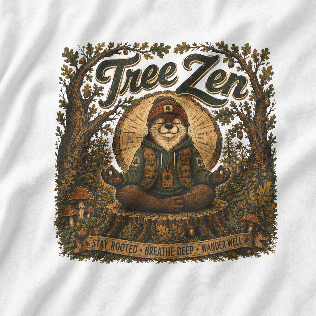 Tree Zen Version 2 Tree Rings and Oak Leaves background T‑Shirt