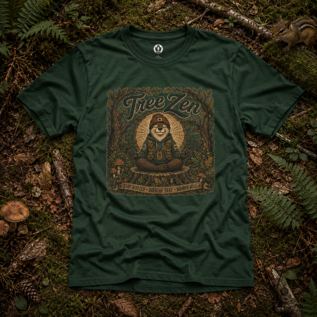 Tree Zen Version 2 Tree Rings and Oak Leaves background T‑Shirt