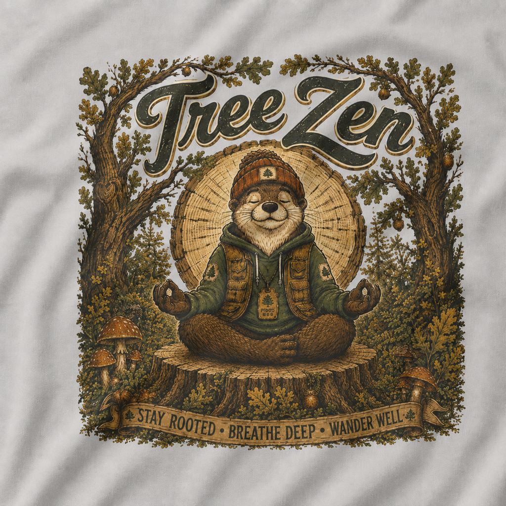 Tree Zen Version 2 Tree Rings and Oak Leaves background T‑Shirt