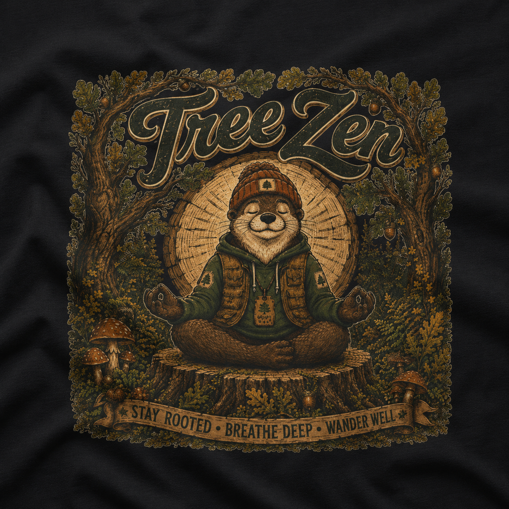 Tree Zen Version 2 Tree Rings and Oak Leaves background T‑Shirt