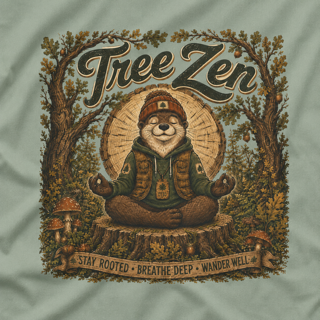 Tree Zen Version 2 Tree Rings and Oak Leaves background T‑Shirt