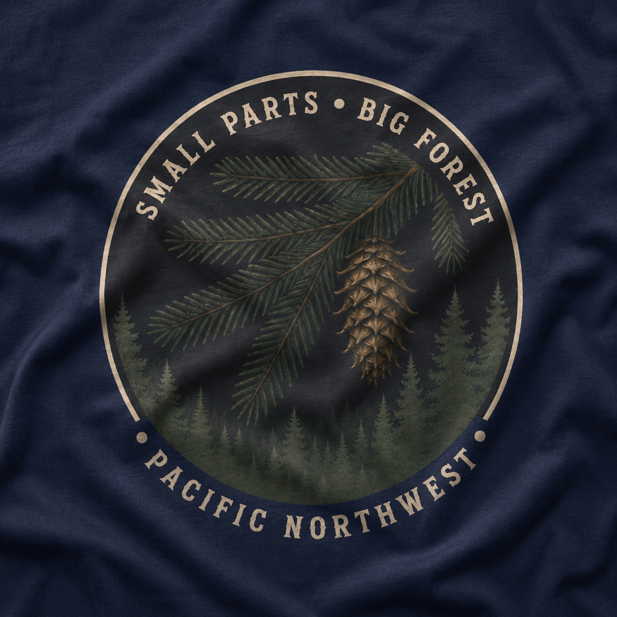 Pacific Northwest Tree T‑Shirt — “Small Parts - Big Forest” Tee