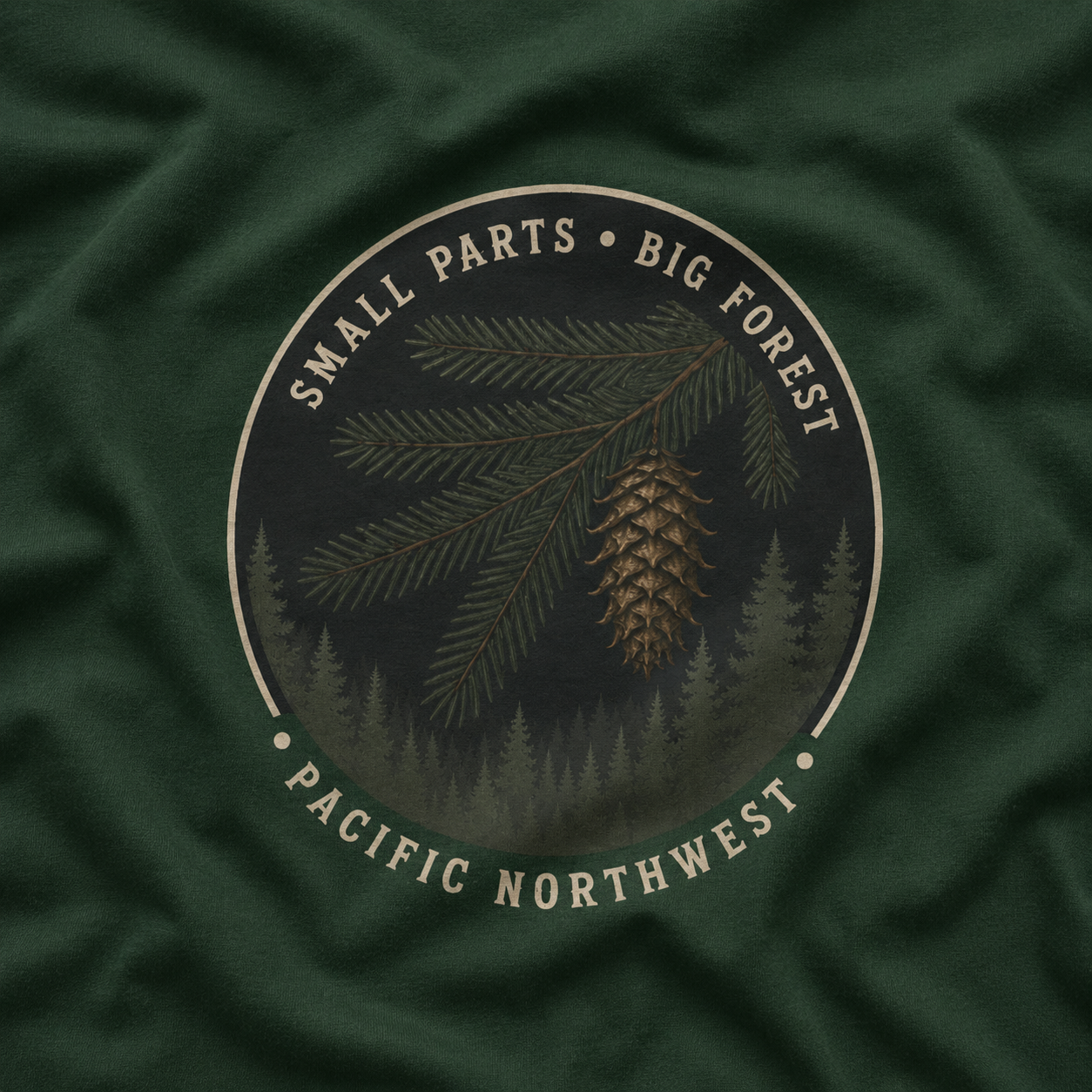 Pacific Northwest Tree T‑Shirt — “Small Parts - Big Forest” Tee