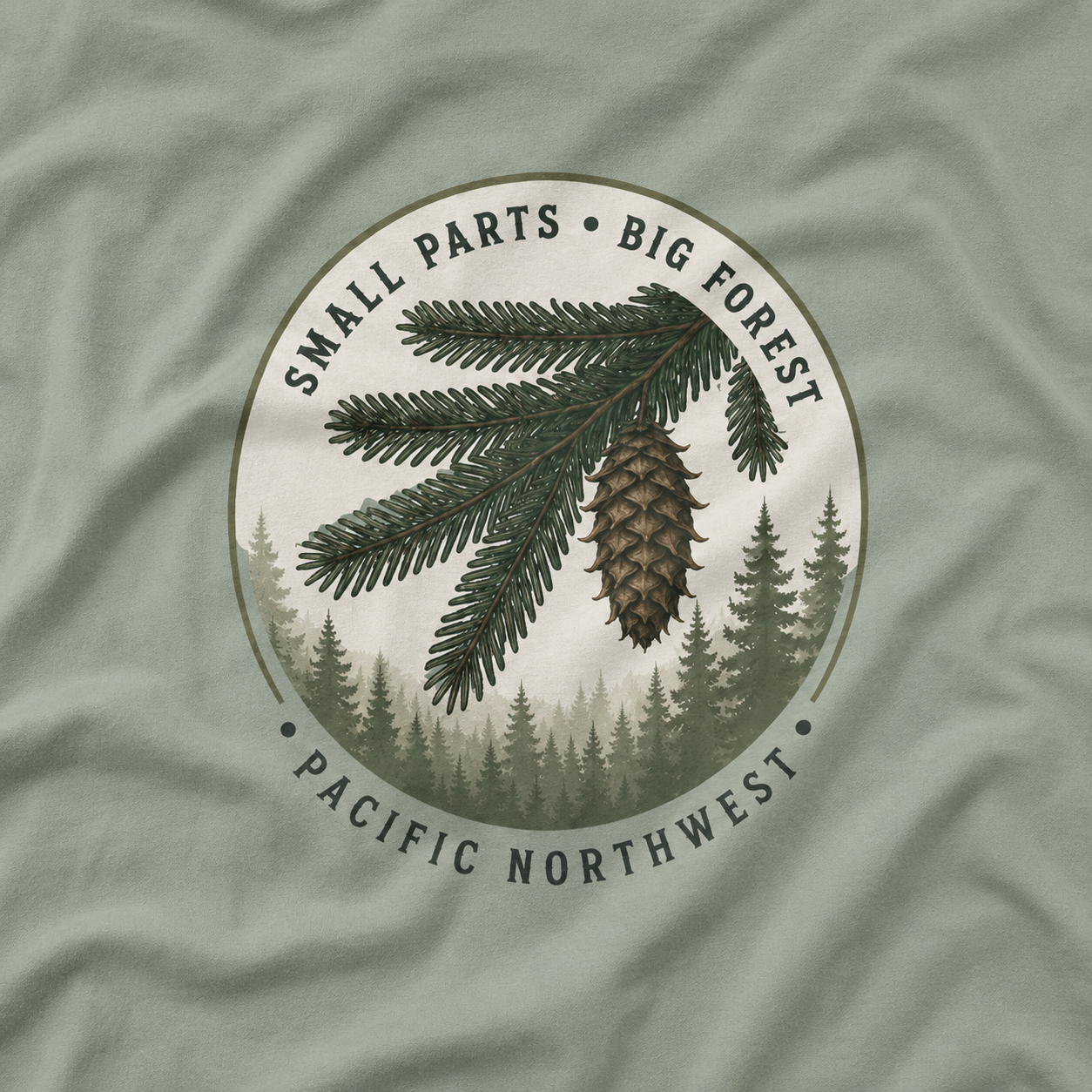 Pacific Northwest Tree T‑Shirt — “Small Parts - Big Forest” Tee