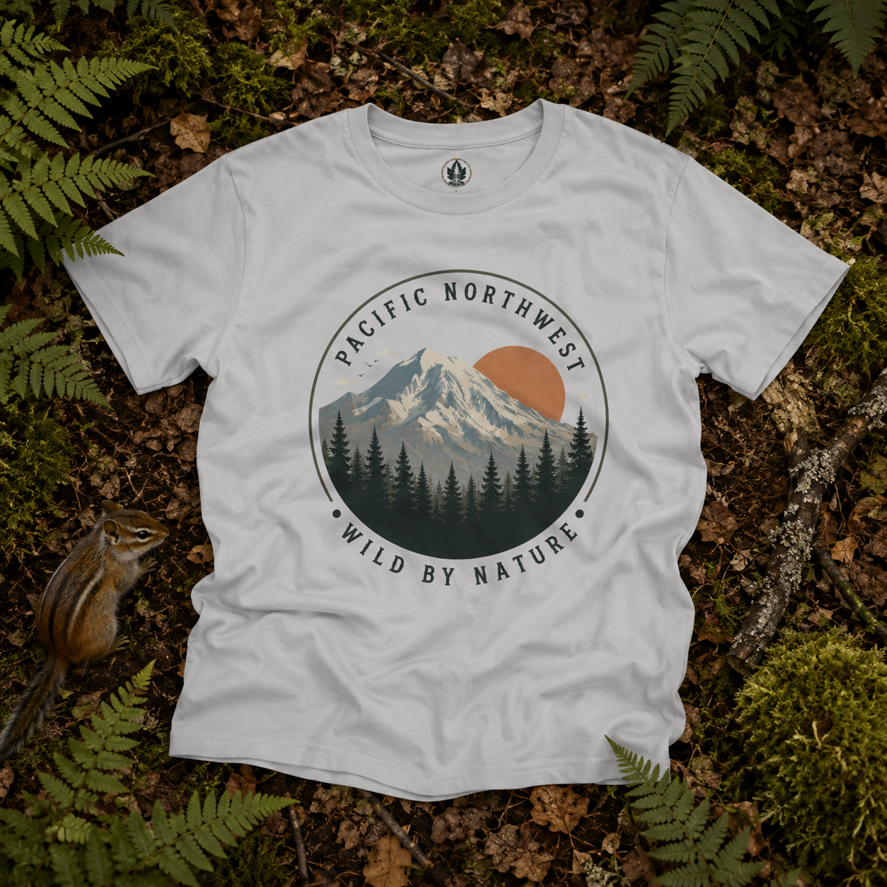 Pacific Northwest Mountain T‑Shirt — “Wild by Nature” Tee