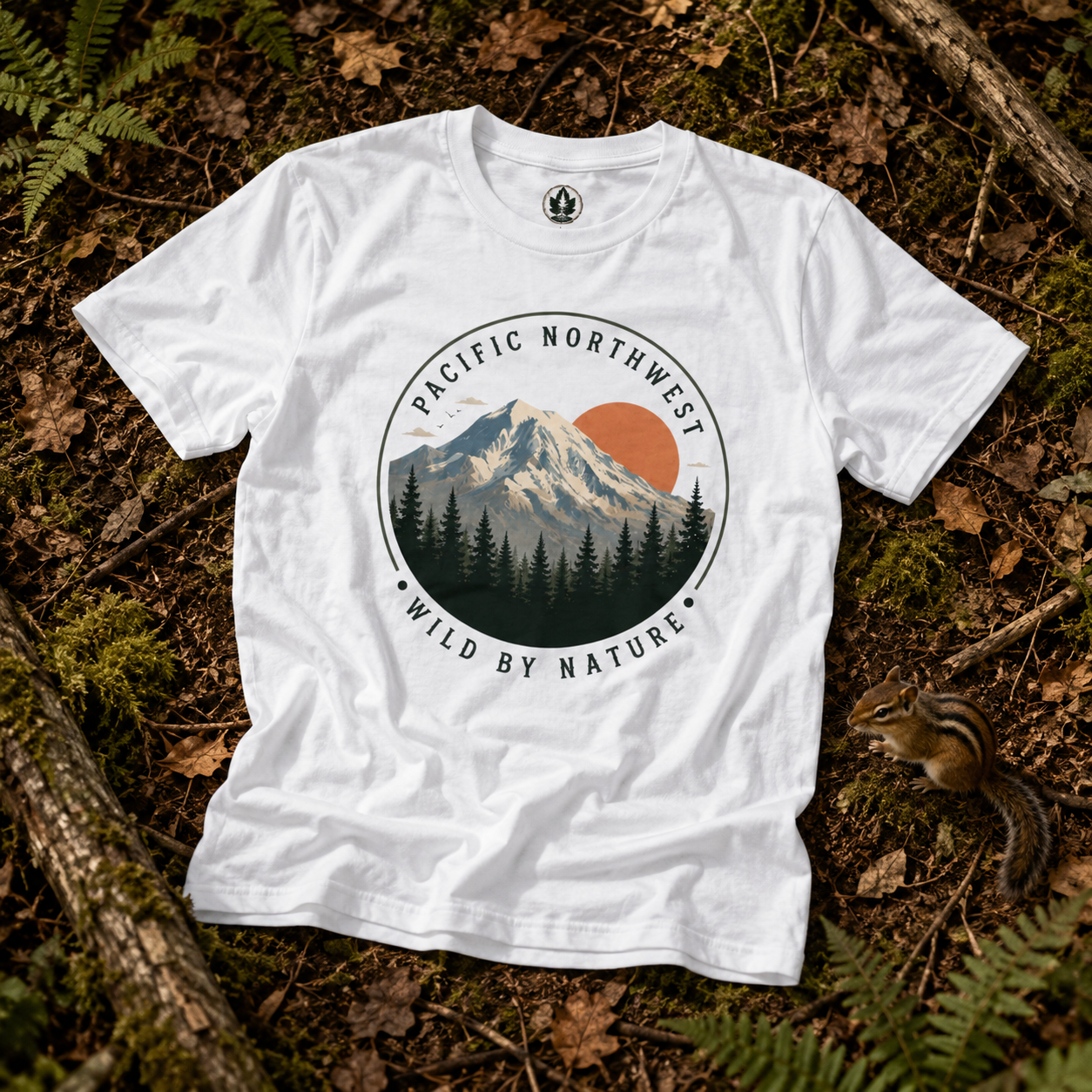 Pacific Northwest Mountain T‑Shirt — “Wild by Nature” Tee