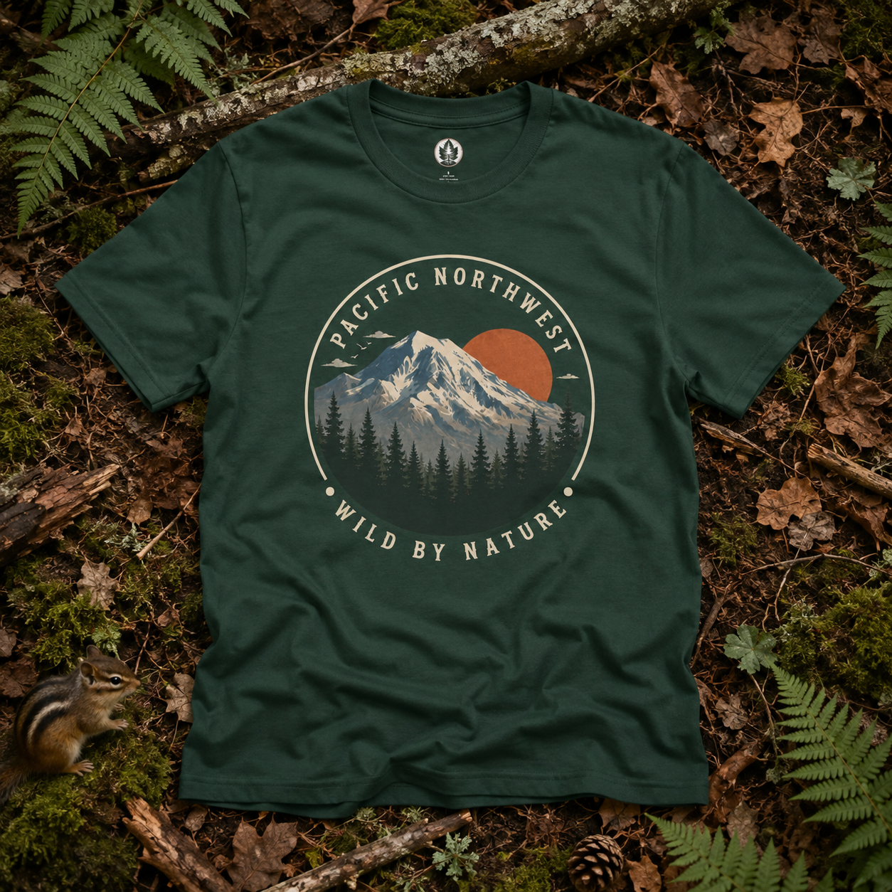 Pacific Northwest Mountain T‑Shirt — “Wild by Nature” Tee