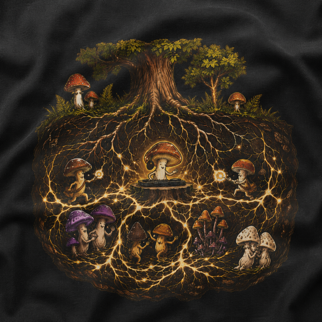 Mushroom Root Party Version 2 T‑Shirt