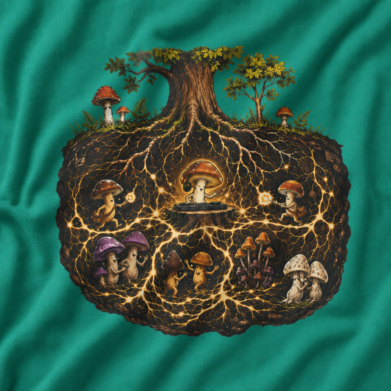 Mushroom Root Party Version 2 T‑Shirt