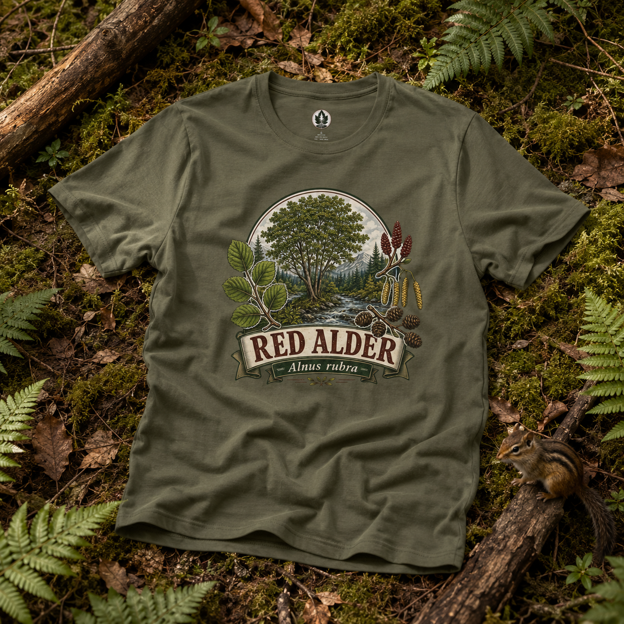 Red Alder, Alnus rubra T‑Shirt