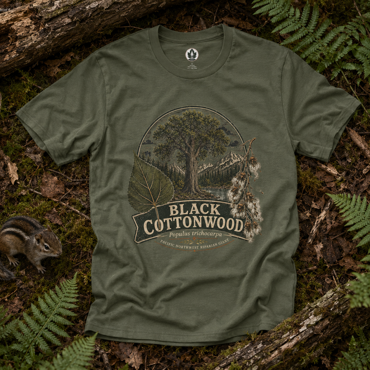 Black Cottonwood, Populus trichocarpa T‑Shirt