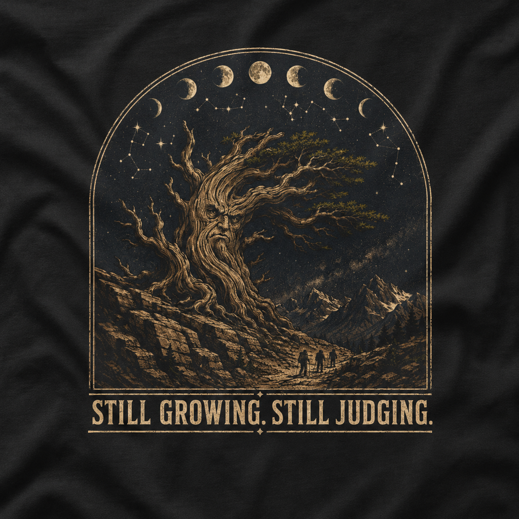 Still Growing, Still Judging Version One T‑Shirt (Part of the Trees are Ancient Collection)