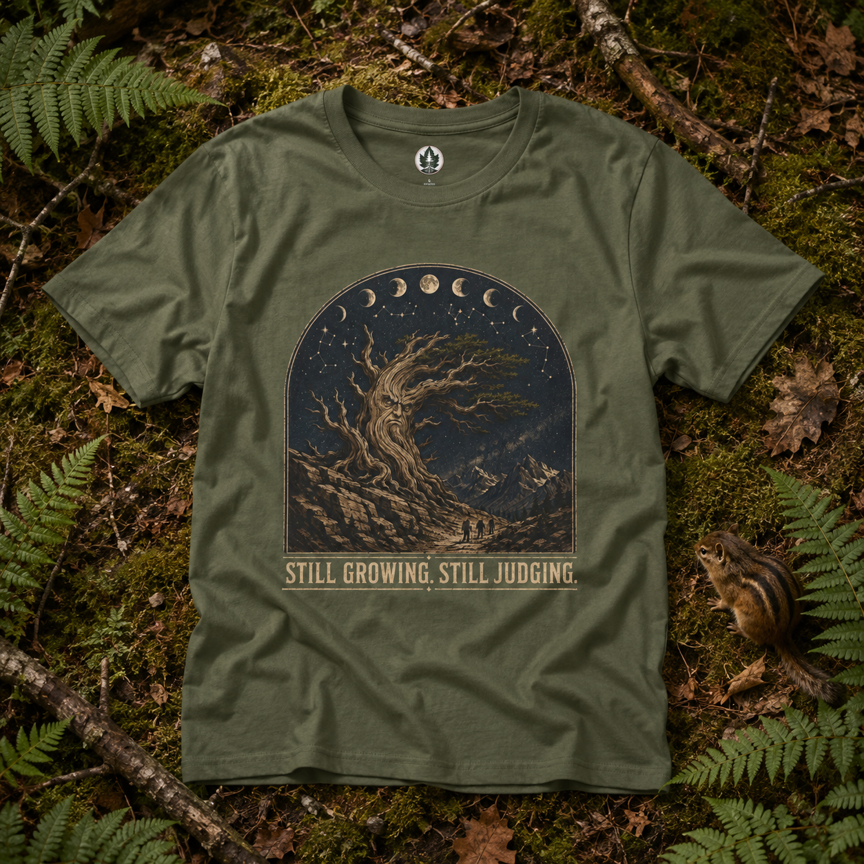 Still Growing, Still Judging Version One T‑Shirt (Part of the Trees are Ancient Collection)