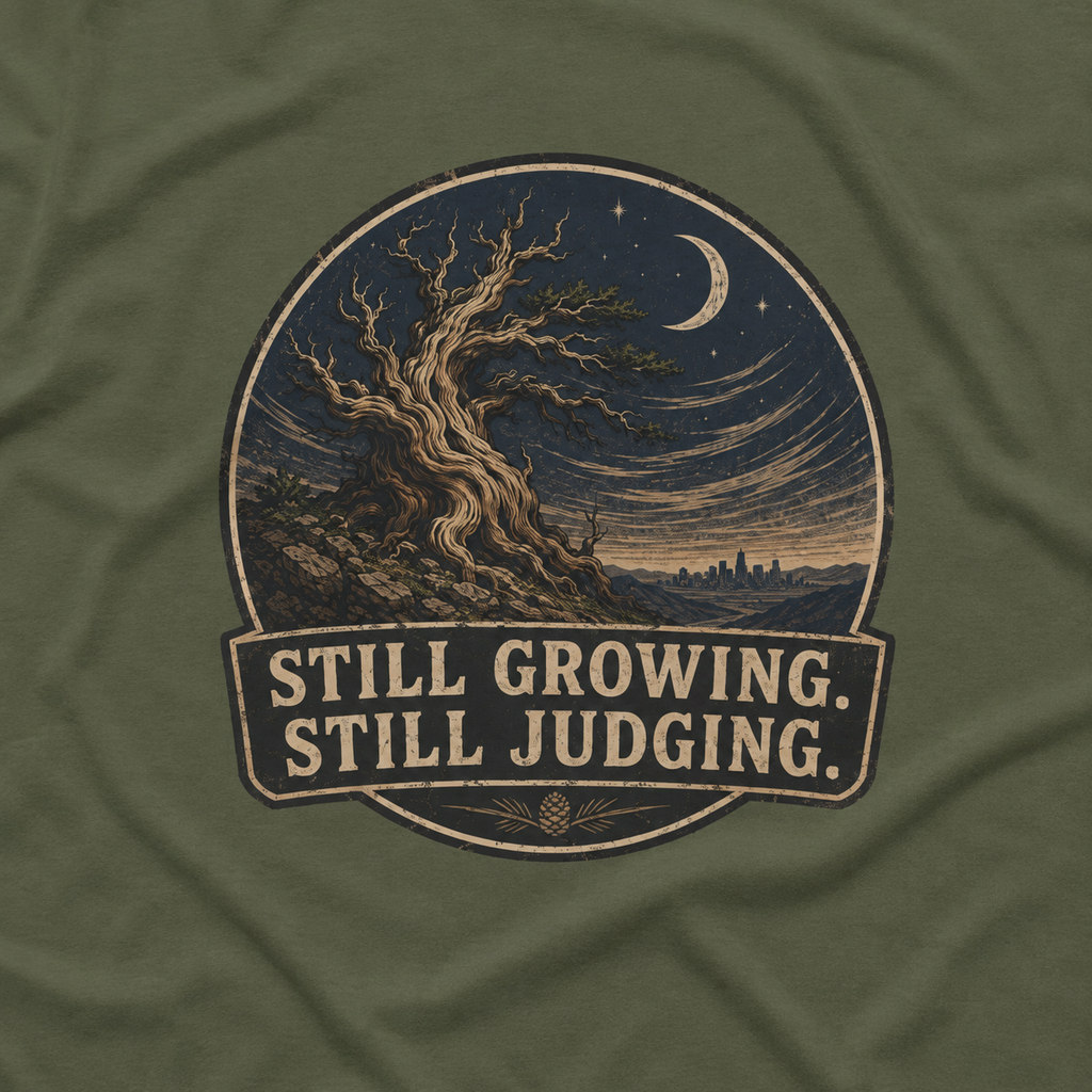 Still Growing, Still Judging Version Two T‑Shirt (Part of the Trees are Ancient Collection)