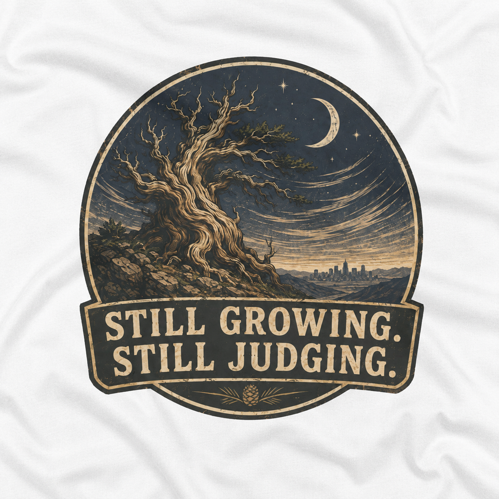 Still Growing, Still Judging Version Two T‑Shirt (Part of the Trees are Ancient Collection)