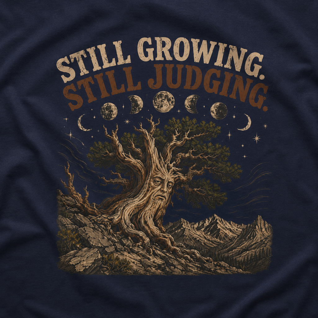 Still Growing, Still Judging Version Three T‑Shirt (Part of the Trees are Ancient Collection)