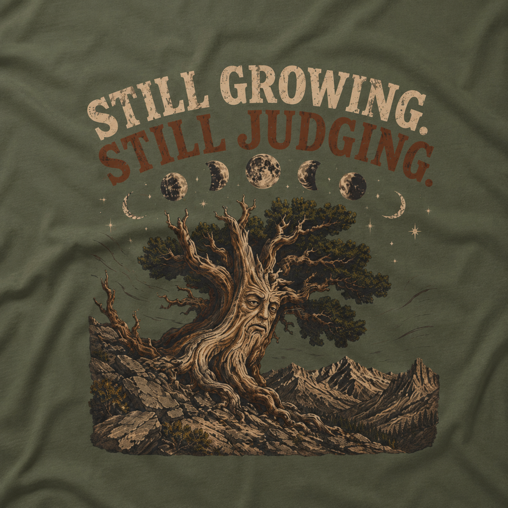 Still Growing, Still Judging Version Three T‑Shirt (Part of the Trees are Ancient Collection)