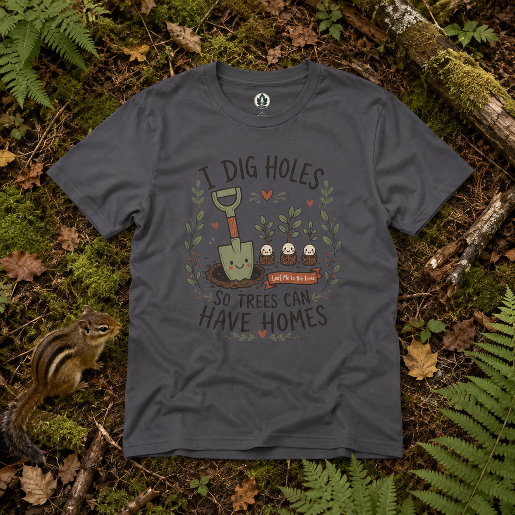 I Dig Holes So Trees Can Have Homes Version One (Gardening Good Vibes Series) T‑Shirt