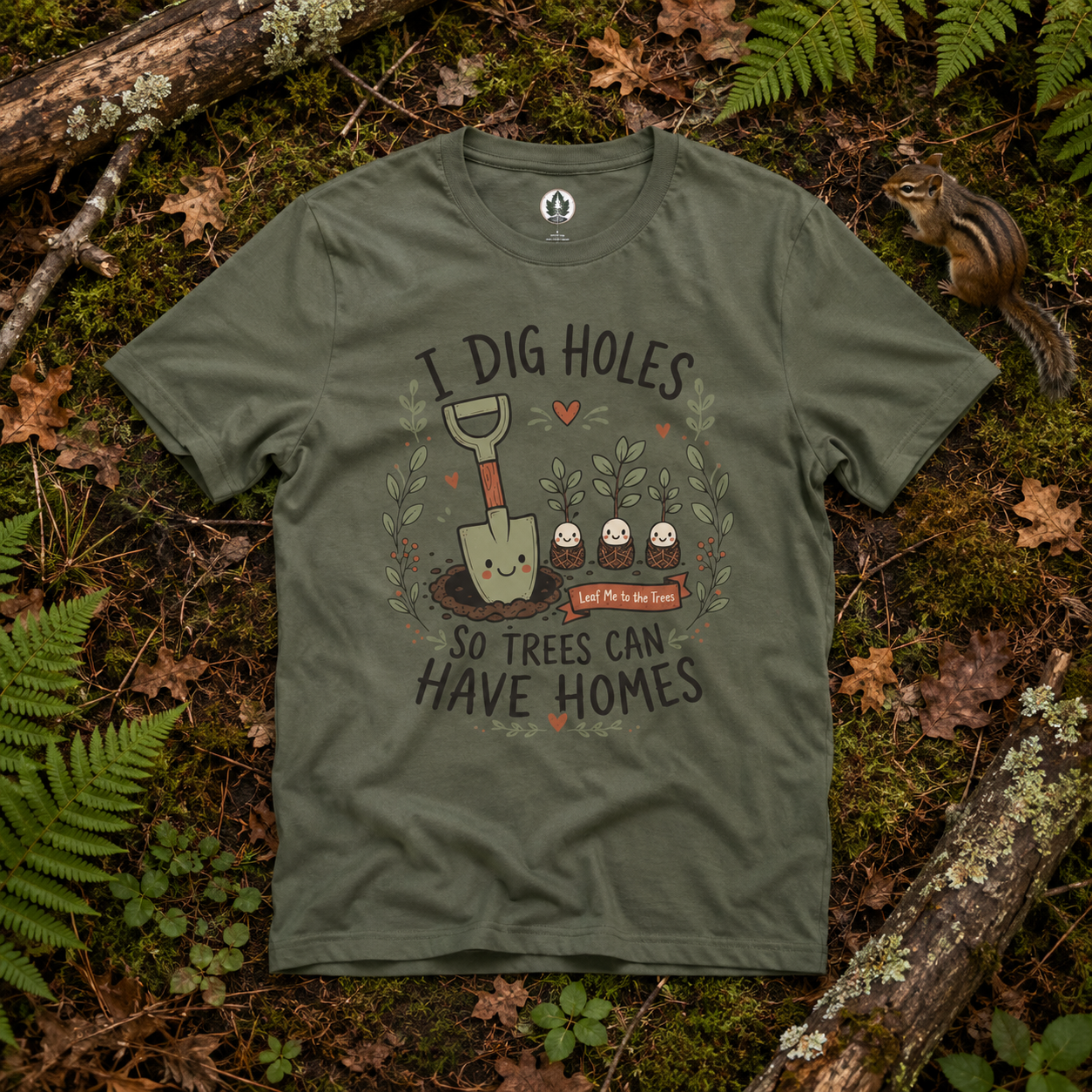 I Dig Holes So Trees Can Have Homes Version One (Gardening Good Vibes Series) T‑Shirt