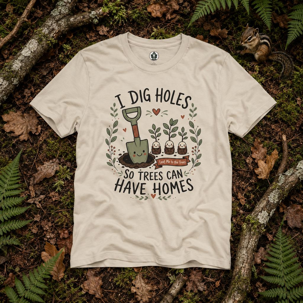 I Dig Holes So Trees Can Have Homes Version One (Gardening Good Vibes Series) T‑Shirt