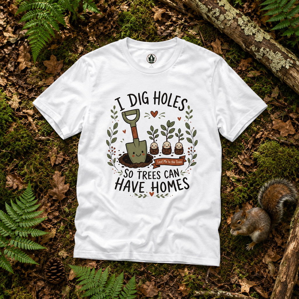 I Dig Holes So Trees Can Have Homes Version One (Gardening Good Vibes Series) T‑Shirt