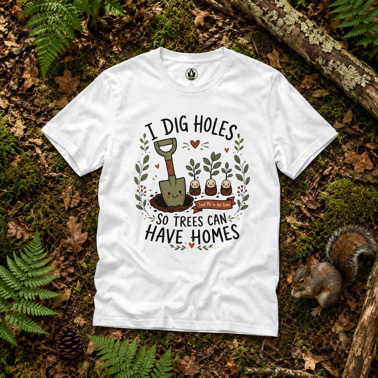 I Dig Holes So Trees Can Have Homes Version One (Gardening Good Vibes Series) T‑Shirt