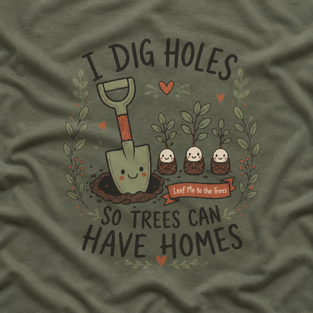 I Dig Holes So Trees Can Have Homes Version One (Gardening Good Vibes Series) T‑Shirt