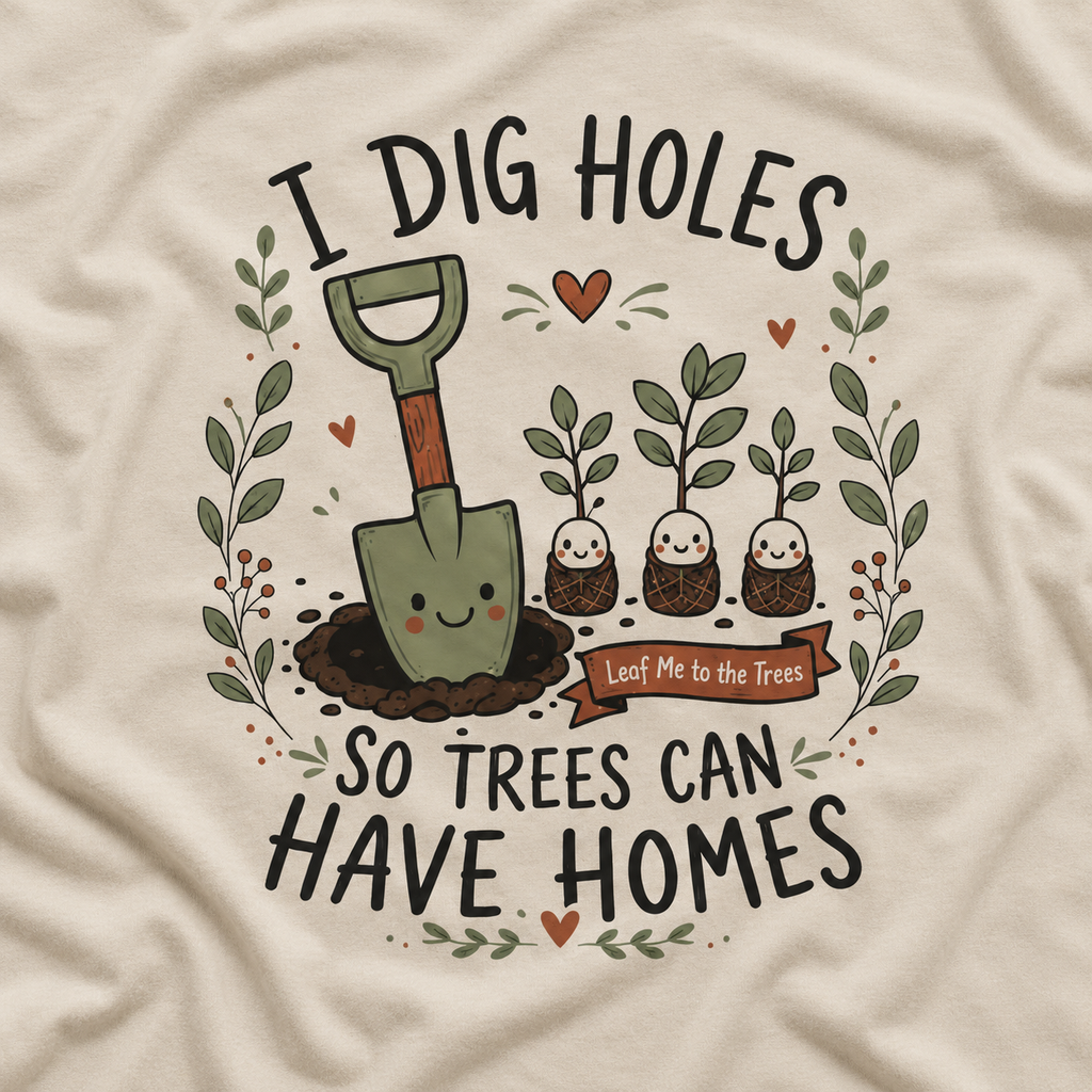 I Dig Holes So Trees Can Have Homes Version One (Gardening Good Vibes Series) T‑Shirt